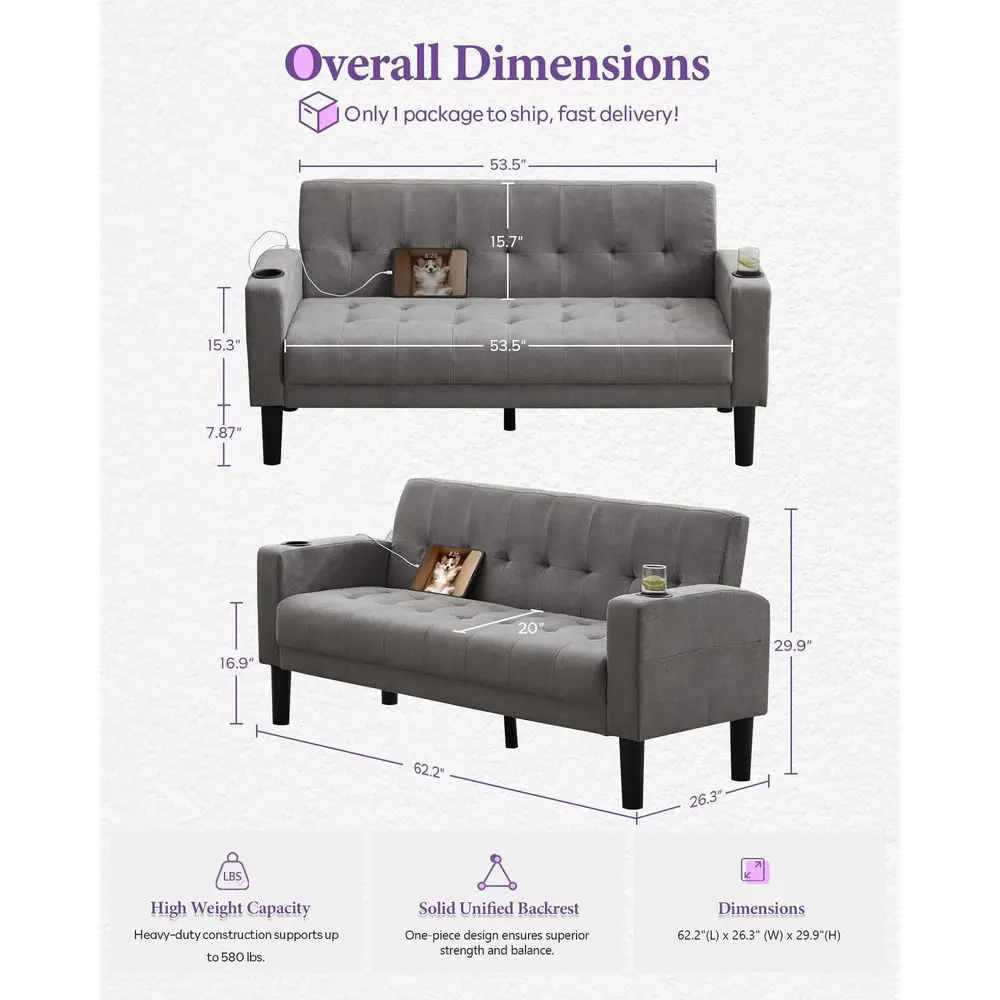 Sofa Couch 62 W Loveseat w 2 USB Charger Ports amp 2 Cupholders, MidCentury Modern Tufted Small Love Seat Couches for Office,Co
Sofa Couch 62 W Loveseat w 2 USB Charger Ports amp 2 Cupholders, MidCentury Modern Tufted Small Love Seat Couches for Office,Co