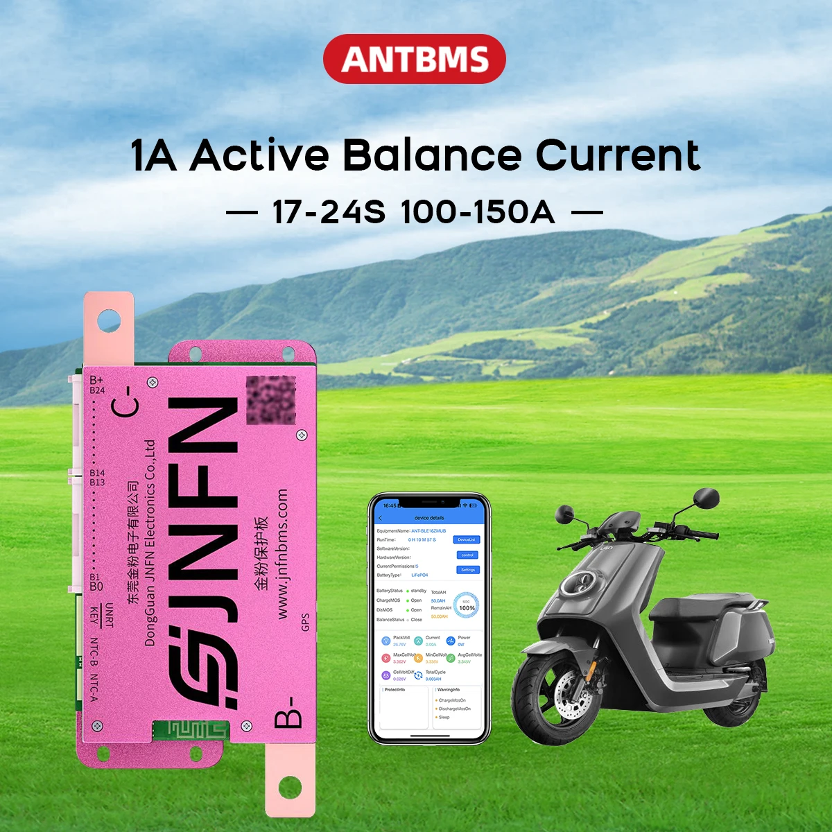 ANT Smart BMS 1A Active Balance 13S 16S 48V 17S 20S 60V 24S 72V Lifepo4 18650 Li-Ion Lto 100A 120A 150A Battery pack RS485 BT
ANT Smart BMS 1A Active Balance 13S 16S 48V 17S 20S 60V 24S 72V Lifepo4 18650 Li-Ion Lto 100A 120A 150A Battery pack RS485 BT
