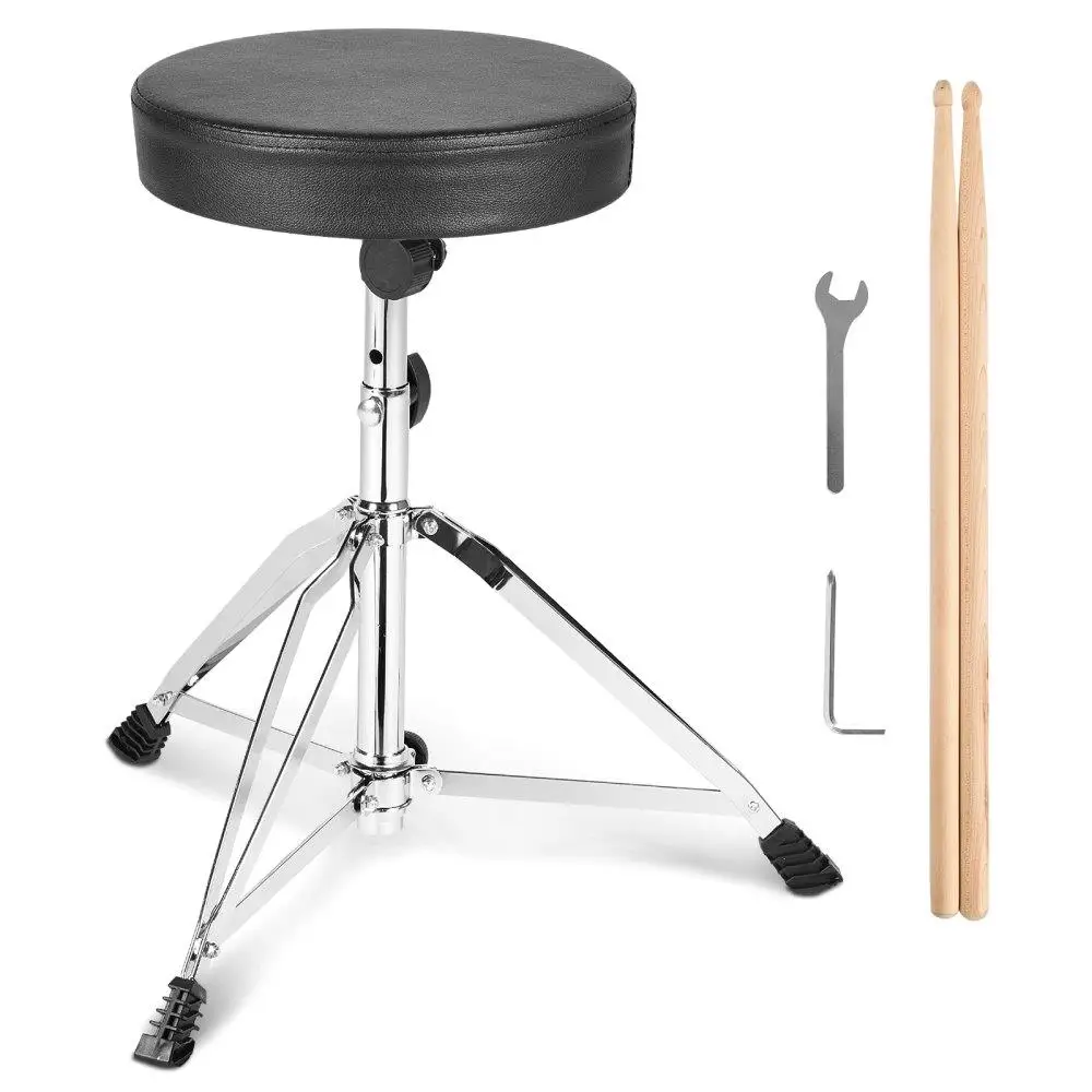 Adjustable Height Padded Anti-Slip Drum Throne Seat with 5A Drumsticks Swivel for drummers Weight Capacity 150kg
Adjustable Height Padded Anti-Slip Drum Throne Seat with 5A Drumsticks Swivel for drummers Weight Capacity 150kg