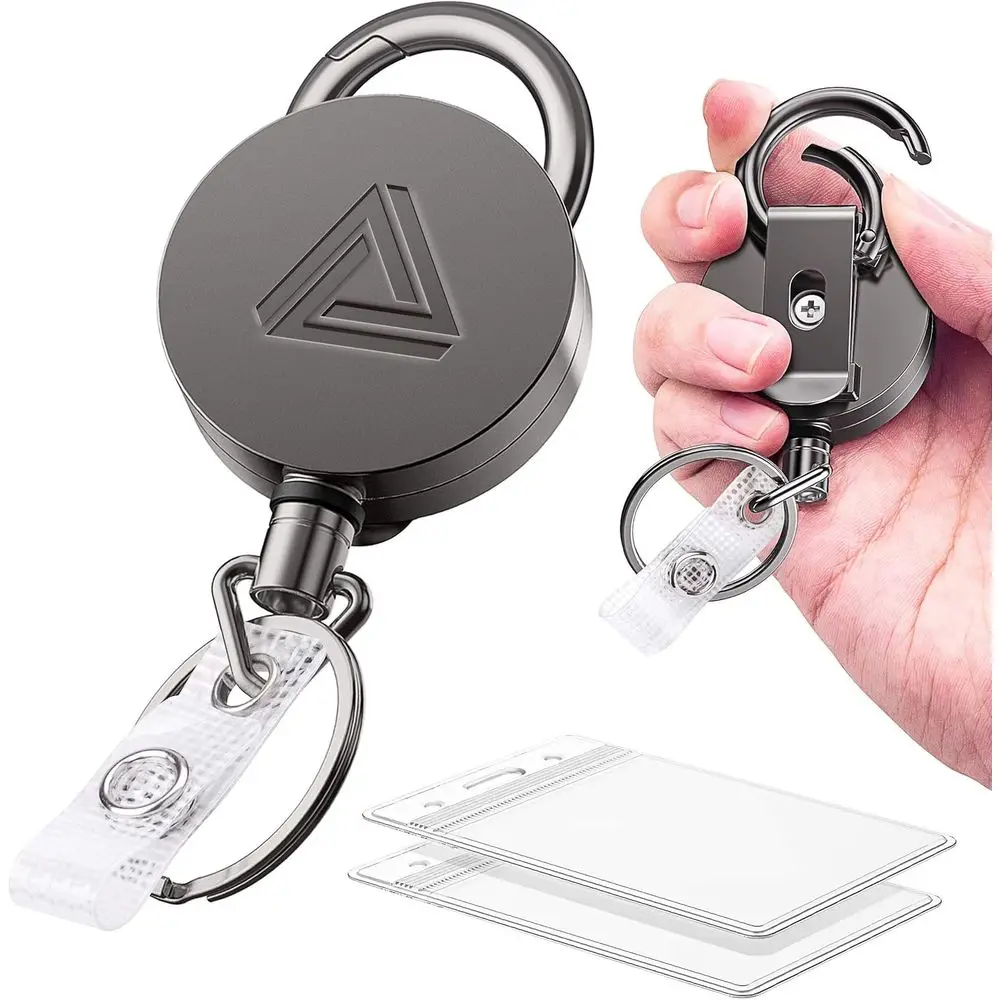 2-Pack Durable Metal Retractable Badge Holders with Belt Clip, Key Ring, Waterproof Clear ID Holder, 30 Dyneema Cord, 2 Bonus Ca
2-Pack Durable Metal Retractable Badge Holders with Belt Clip, Key Ring, Waterproof Clear ID Holder, 30 Dyneema Cord, 2 Bonus Ca