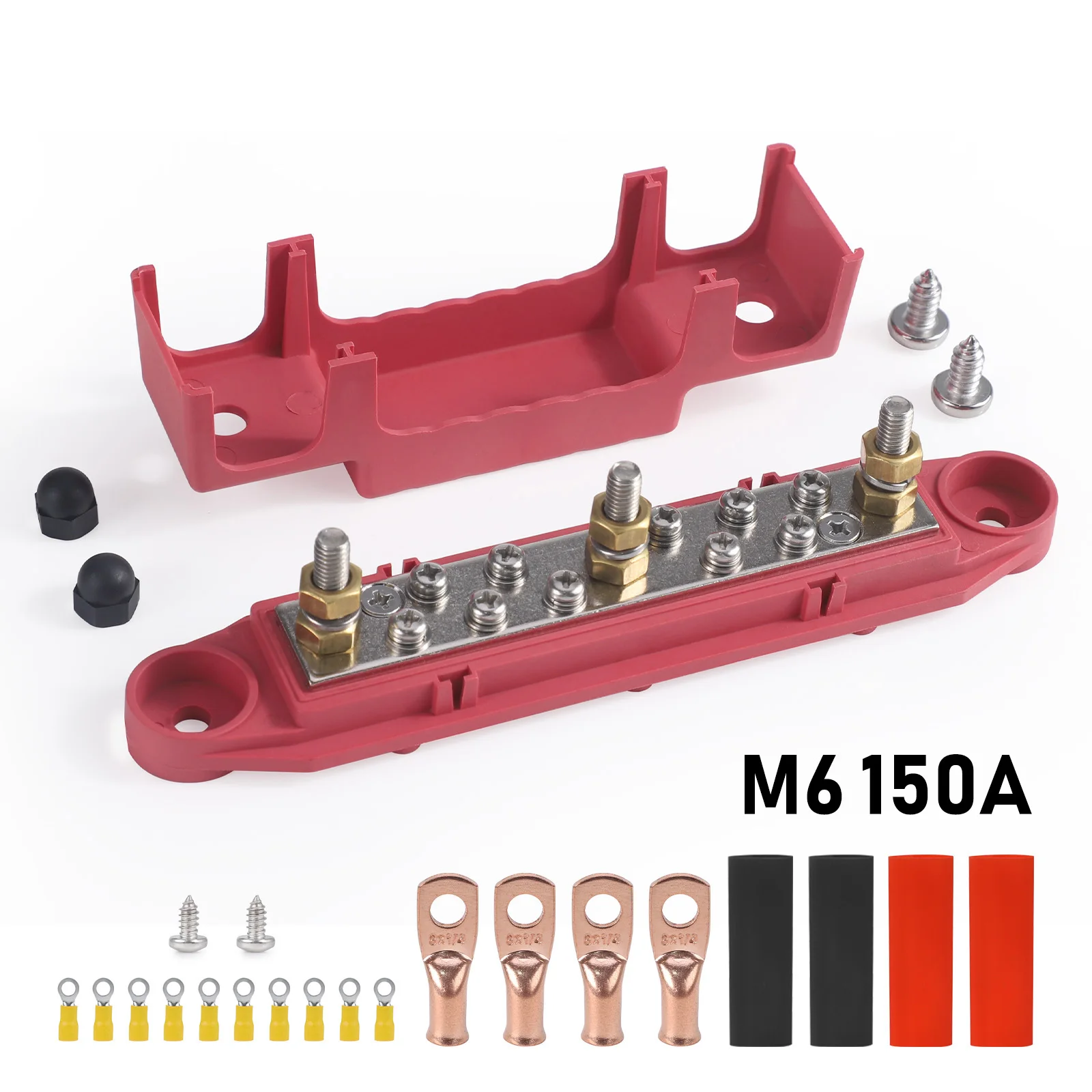 Heavy Duty 150A 12V-48V Power Distribution Block 10 Terminal Screws Battery 1/4" Stud Bus Bar For Camper Car Boat Solar Wiring
Heavy Duty 150A 12V-48V Power Distribution Block 10 Terminal Screws Battery 1/4" Stud Bus Bar For Camper Car Boat Solar Wiring