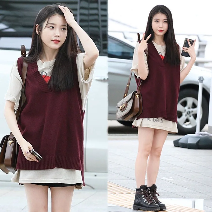 Loose Knitted Vest Women's Style IU V-neck Sleeveless Korean Fashion Open Split Sweater Outerwear for Ladies Spring Season
Loose Knitted Vest Women's Style IU V-neck Sleeveless Korean Fashion Open Split Sweater Outerwear for Ladies Spring Season