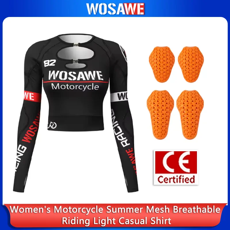 WOSAWEWomen's Motorcycle Style Jacket Summer Mesh Breathable Cycling Clothing Lightweight Casual Riding Shirt
WOSAWEWomen's Motorcycle Style Jacket Summer Mesh Breathable Cycling Clothing Lightweight Casual Riding Shirt