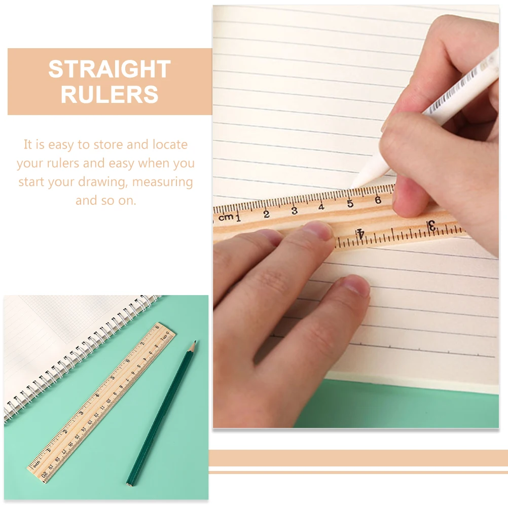 12 Pcs Wooden Ruler 15cm 20cm 30cm Single Sided Double Scale Straight Edge Measuring Tool for Students Kids Artists Designers
12 Pcs Wooden Ruler 15cm 20cm 30cm Single Sided Double Scale Straight Edge Measuring Tool for Students Kids Artists Designers