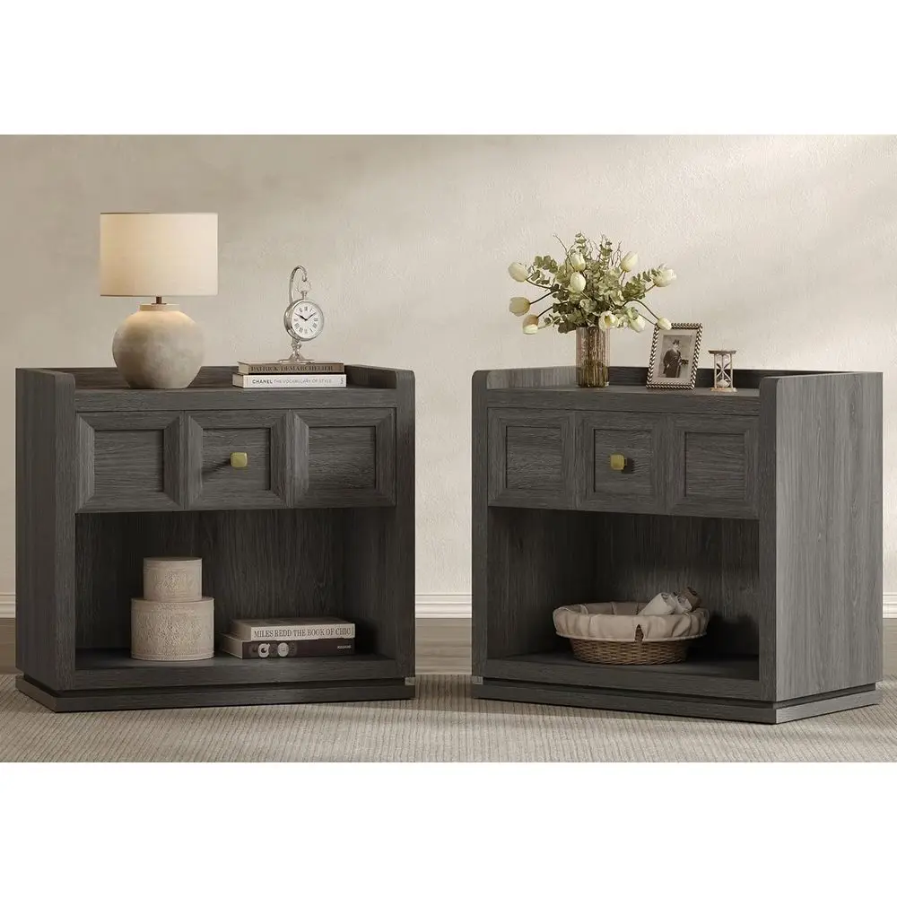 26 Wide Grey Oak Nightstands Set for Large Queen Beds, Bedroom Side End Tables
26 Wide Grey Oak Nightstands Set for Large Queen Beds, Bedroom Side End Tables