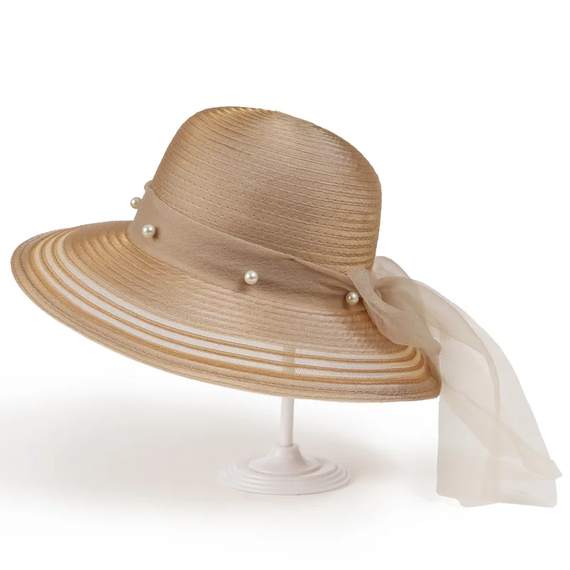 2026 Pearl Bow Mesh Wide Brim Hat Summer Organza Straw Bucket Hat Women Uv Protection Sun Cap New Innovation
2026 Pearl Bow Mesh Wide Brim Hat Summer Organza Straw Bucket Hat Women Uv Protection Sun Cap New Innovation