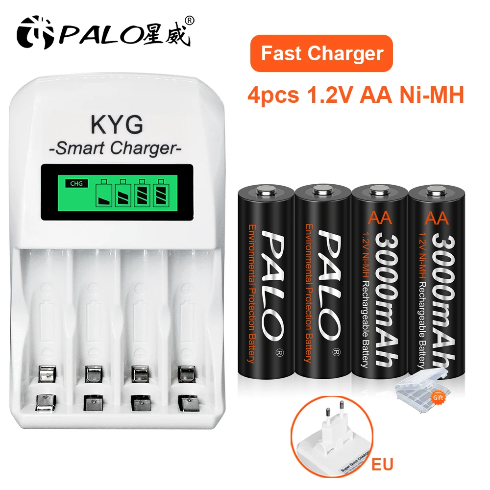 PALO 4-16pcs 3000mAh NI-MH AA Battery 1.2V AA Rechargeable Battery AA Batteries Baterias with 1.2V AA AAA Battery Charger
PALO 4-16pcs 3000mAh NI-MH AA Battery 1.2V AA Rechargeable Battery AA Batteries Baterias with 1.2V AA AAA Battery Charger