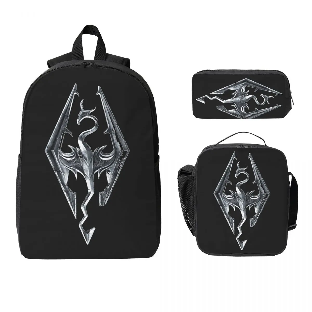 Skyrim Logo Iron Embossed In Granite Backpack Boys Girls BookBag School Bag Shoulder Bags 3ps Insulated Lunch Bag Pencil Case
Skyrim Logo Iron Embossed In Granite Backpack Boys Girls BookBag School Bag Shoulder Bags 3ps Insulated Lunch Bag Pencil Case