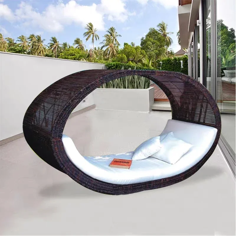 Furniture all weather daybed canopy for bali Thailand hotel swimming pool beach outdoor wicker furniture round sun bed
Furniture all weather daybed canopy for bali Thailand hotel swimming pool beach outdoor wicker furniture round sun bed