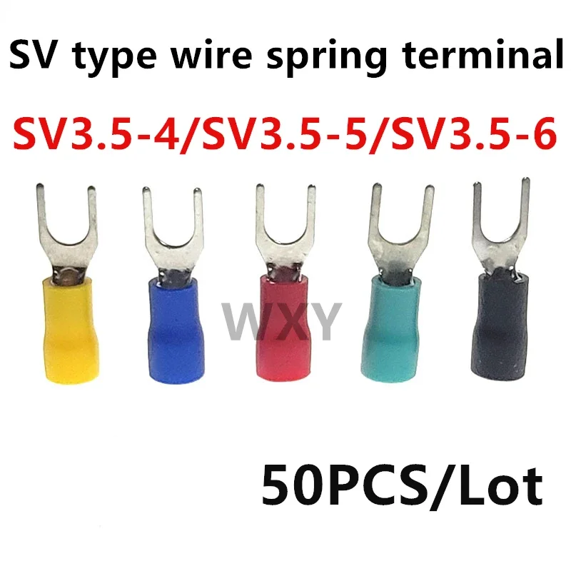 50pcs SV Type Wire Spring Terminal SV3.5-4 3.5-5 3.5-6 Fork U Y Terminal Brass Insulated Pre Insulated Circular Terminal Blocks
50pcs SV Type Wire Spring Terminal SV3.5-4 3.5-5 3.5-6 Fork U Y Terminal Brass Insulated Pre Insulated Circular Terminal Blocks