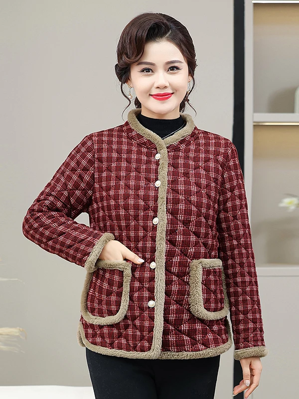 Теплая хлопковая куртка в клетку для женщин среднего и старшего возраста, утепленная, с воротником-стойкой, из полиэфирного волокна, повседневная, в стиле кэжуал
Теплая хлопковая куртка в клетку для женщин среднего и старшего возраста, утепленная, с воротником-стойкой, из полиэфирного волокна, повседневная, в стиле кэжуал