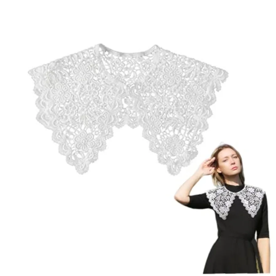 Lace Hollow Fake Collar for Women Detachable Floral Shawl with Pearl Button Closure Breathable Vest and Dress Accessory for Par
Lace Hollow Fake Collar for Women Detachable Floral Shawl with Pearl Button Closure Breathable Vest and Dress Accessory for Par