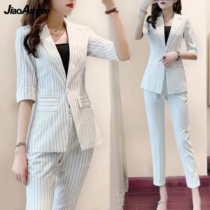 Women's Summer Thin Blazer Pants Sling 3 Pieces Set 2022 Office Lady Graceful White Stripe Half Suit Coat Korean Workwear Female
Women's Summer Thin Blazer Pants Sling 3 Pieces Set 2022 Office Lady Graceful White Stripe Half Suit Coat Korean Workwear Female