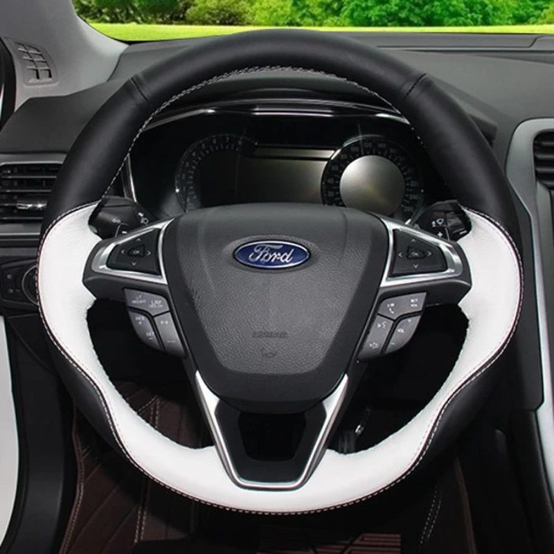 For Ford Mondeo Fusion 2013-2019 EDGE 2015-2019 DIY Hand Stitched Black white Genuine Leather non-slip Car Steering Wheel Cover
For Ford Mondeo Fusion 2013-2019 EDGE 2015-2019 DIY Hand Stitched Black white Genuine Leather non-slip Car Steering Wheel Cover