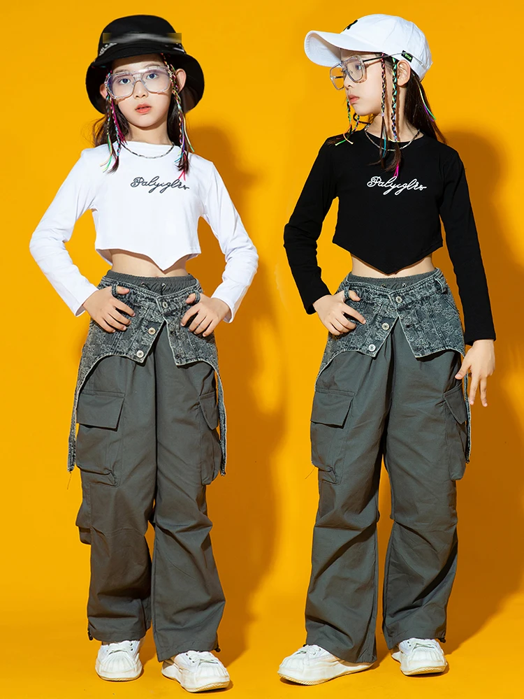 Tops Loose Cargo Pants Modern Performance Wear Kids Hip Hop Suit Hip Hop Girls Street Dance Clothing Long Sleeves Crop
Tops Loose Cargo Pants Modern Performance Wear Kids Hip Hop Suit Hip Hop Girls Street Dance Clothing Long Sleeves Crop