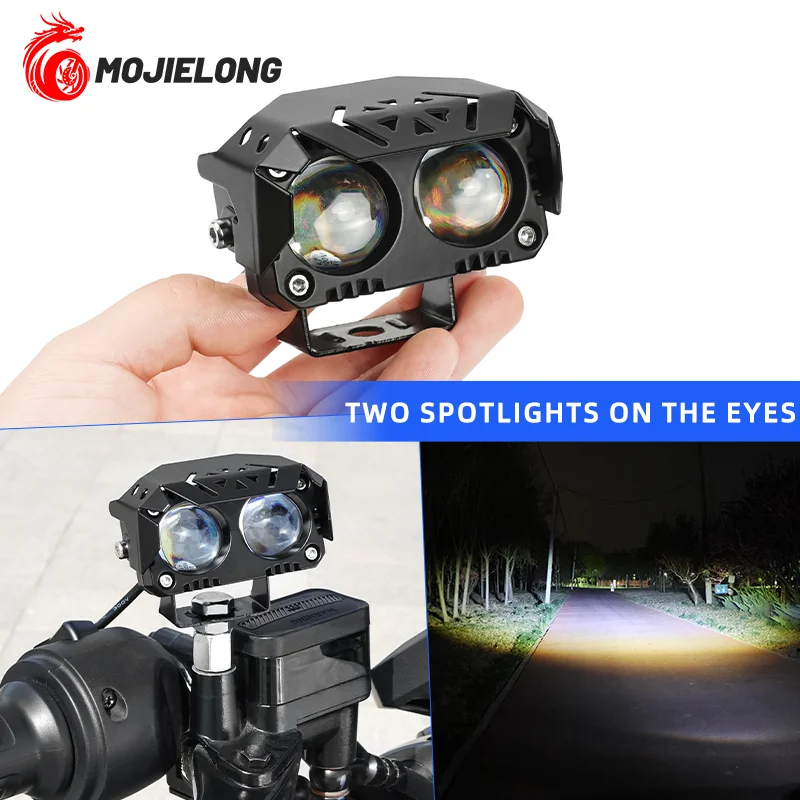 New motorcycle headlights, miniature projection spotlight, LED ultra-bright dual-color auxiliary front headlights and fog lights
New motorcycle headlights, miniature projection spotlight, LED ultra-bright dual-color auxiliary front headlights and fog lights