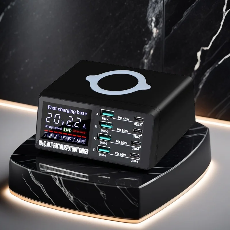 110W 5 Ports USB Charger Staion 15W Wireless Charging PD 45W QC3.0 Type C Fast Charger for iPhone 15 Pro Macbook Samsung Laptop
110W 5 Ports USB Charger Staion 15W Wireless Charging PD 45W QC3.0 Type C Fast Charger for iPhone 15 Pro Macbook Samsung Laptop