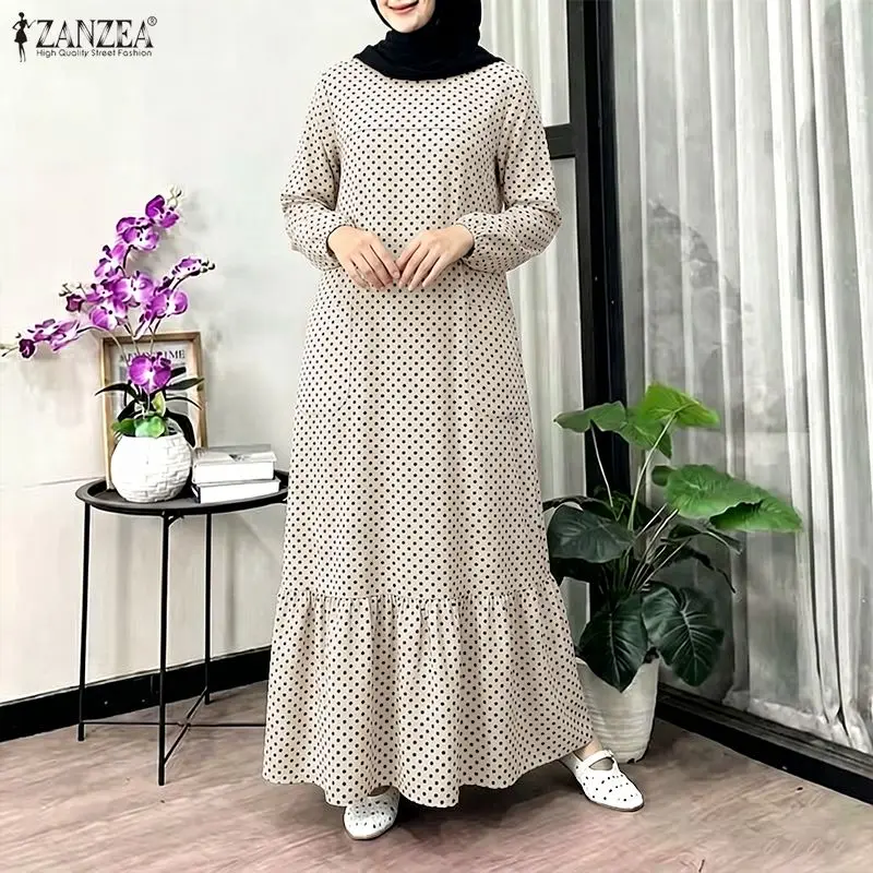ZANZEA Muslim Polka Dots Women Maxi Dresses Abaya Bohemian Printed Casual Dress O Neck Long Sleeve Sundress Dubai Robe Kaftan
ZANZEA Muslim Polka Dots Women Maxi Dresses Abaya Bohemian Printed Casual Dress O Neck Long Sleeve Sundress Dubai Robe Kaftan
