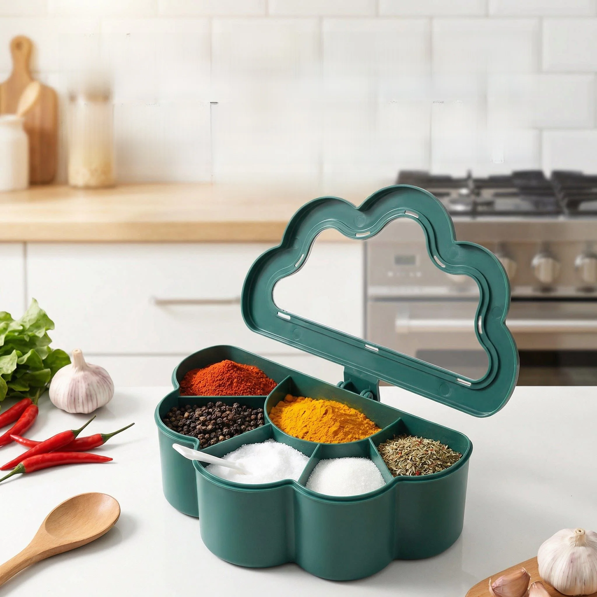 Kitchen Multi-Function Seasoning Box Sealed Moisture-Proof Food Grade Six Grids Integrated Seasoning Separator Storage Box
Kitchen Multi-Function Seasoning Box Sealed Moisture-Proof Food Grade Six Grids Integrated Seasoning Separator Storage Box