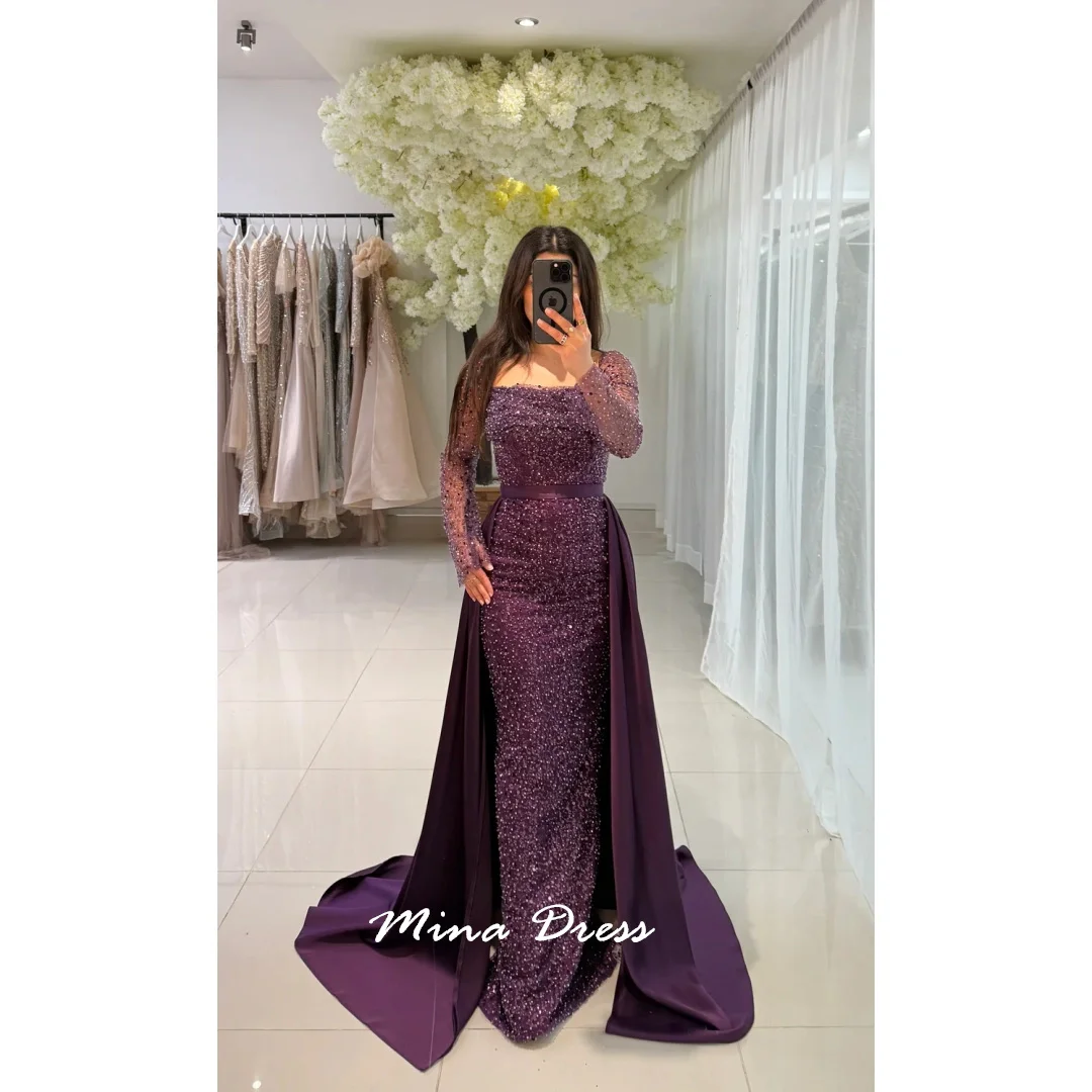 Mina Customized Beads Prom Dresses Luxury Party Dress Long Sleeves Sequins. Removable Square Collar Elegant Gowns Evening Woman
Mina Customized Beads Prom Dresses Luxury Party Dress Long Sleeves Sequins. Removable Square Collar Elegant Gowns Evening Woman
