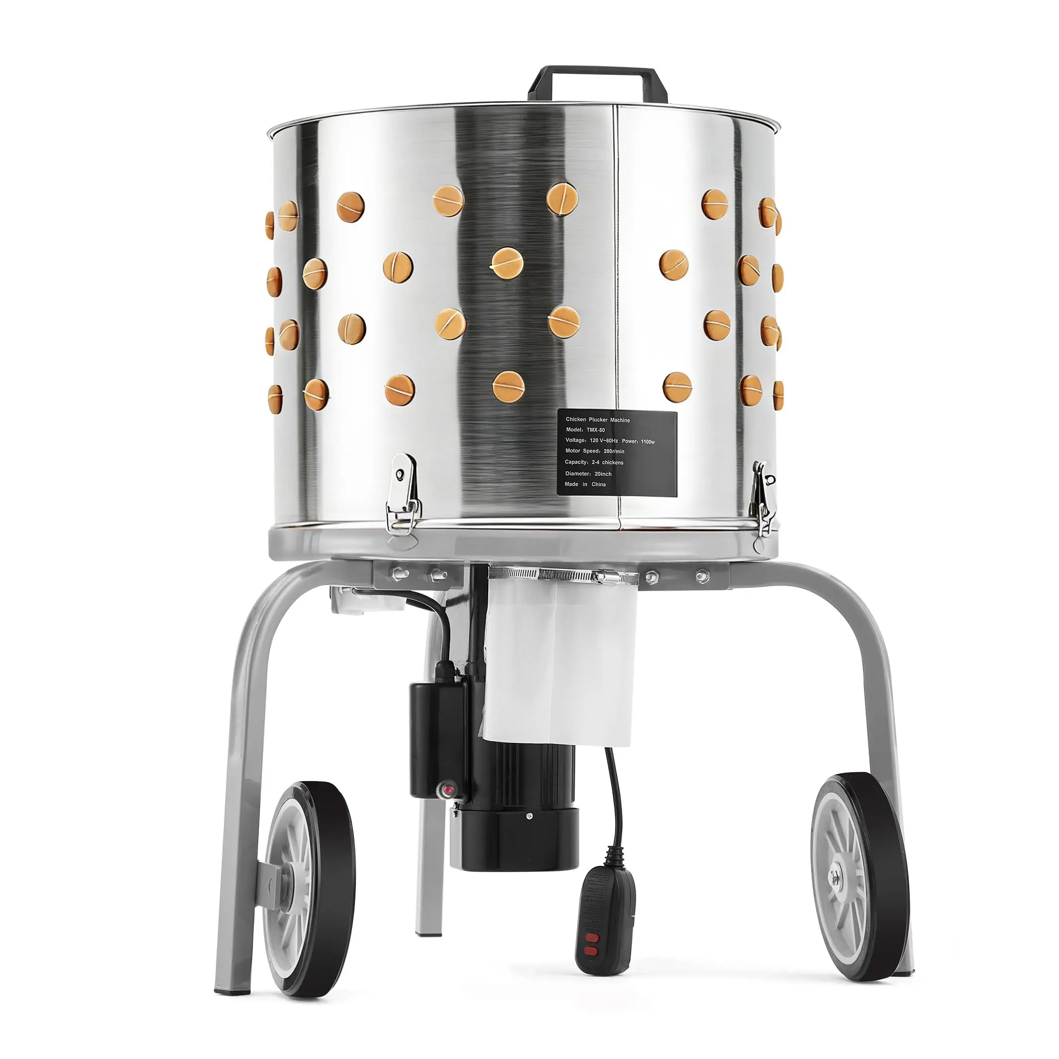 20 Inch Drum Poultry Plucker, Stainless Steel Chicken Plucking Machine With 108 Soft Fingers & Debris Collection For Farms Home
20 Inch Drum Poultry Plucker, Stainless Steel Chicken Plucking Machine With 108 Soft Fingers & Debris Collection For Farms Home