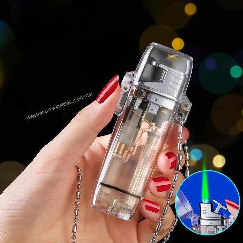 New Metal Transparent Waterproof Green Flame Lighter Gas Gradient Chain Men's Birthday Gift Cigarette Lighter Smoke Accessories
New Metal Transparent Waterproof Green Flame Lighter Gas Gradient Chain Men's Birthday Gift Cigarette Lighter Smoke Accessories