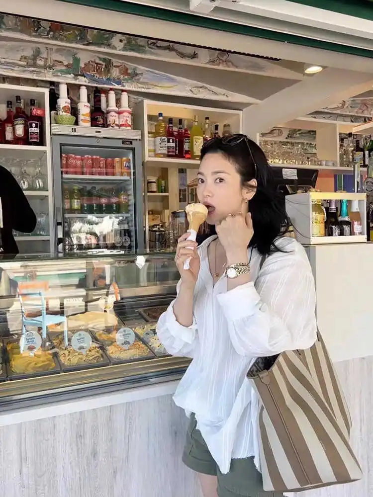 Moia Textured Striped Loose Women's irt Faionable Layering Top Cotton Long Sve Button down Classic Fit Warmth for Autumn
Moia Textured Striped Loose Women's irt Faionable Layering Top Cotton Long Sve Button down Classic Fit Warmth for Autumn