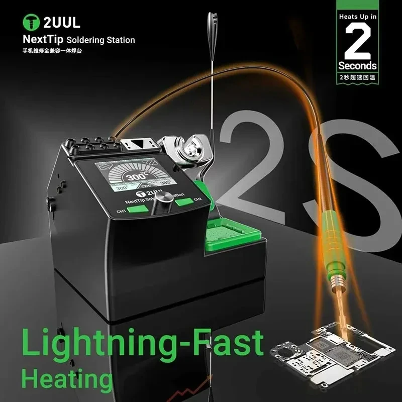 2UUL NT210 Soldering Station 80W 60-480°C for Phone Repair with Smart Handle LCD Screen Fast Heating Overload Protection
2UUL NT210 Soldering Station 80W 60-480°C for Phone Repair with Smart Handle LCD Screen Fast Heating Overload Protection
