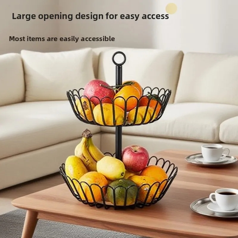 Kitchen double-layer fruit basket removable wooden bottom fruit plate hand basket living room wrought iron candy snack plate
Kitchen double-layer fruit basket removable wooden bottom fruit plate hand basket living room wrought iron candy snack plate