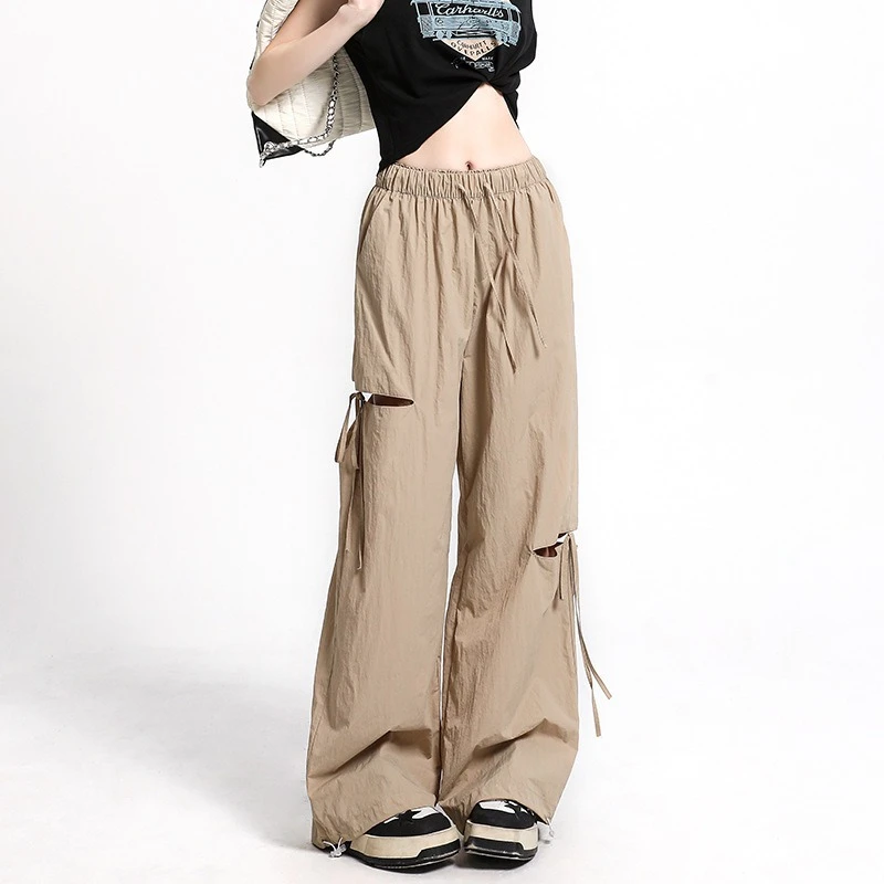 Broken Hole Women's Pants Elastic High Waist Quick Drying Wide Leg Pants Spring Thin 2025 New Korean Retro Casual Loose Trousers
Broken Hole Women's Pants Elastic High Waist Quick Drying Wide Leg Pants Spring Thin 2025 New Korean Retro Casual Loose Trousers