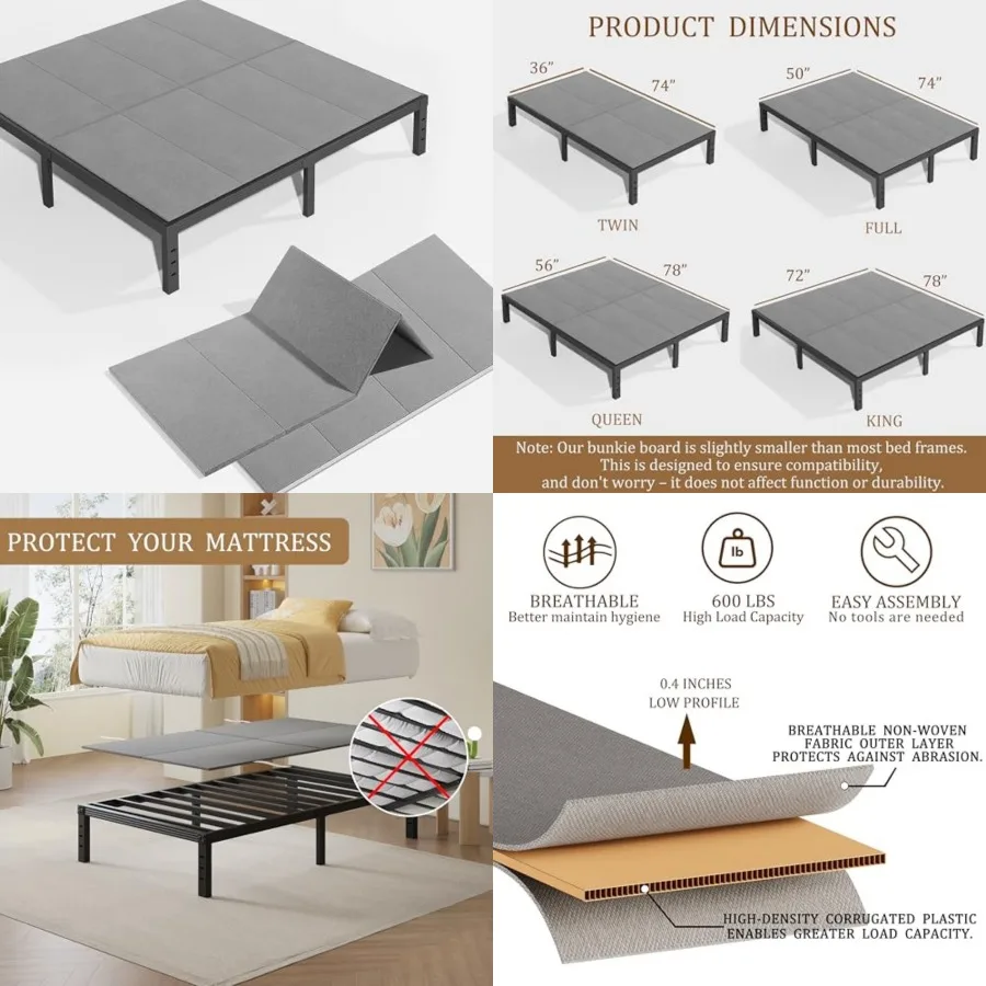 HUEIIS Bunkie Board Size 50 * 74" 10MM, Heavy Duty Bed Support Board Under Mattress, Foldable Spring Box, Low Profile Bed Base,
HUEIIS Bunkie Board Size 50 * 74" 10MM, Heavy Duty Bed Support Board Under Mattress, Foldable Spring Box, Low Profile Bed Base,
