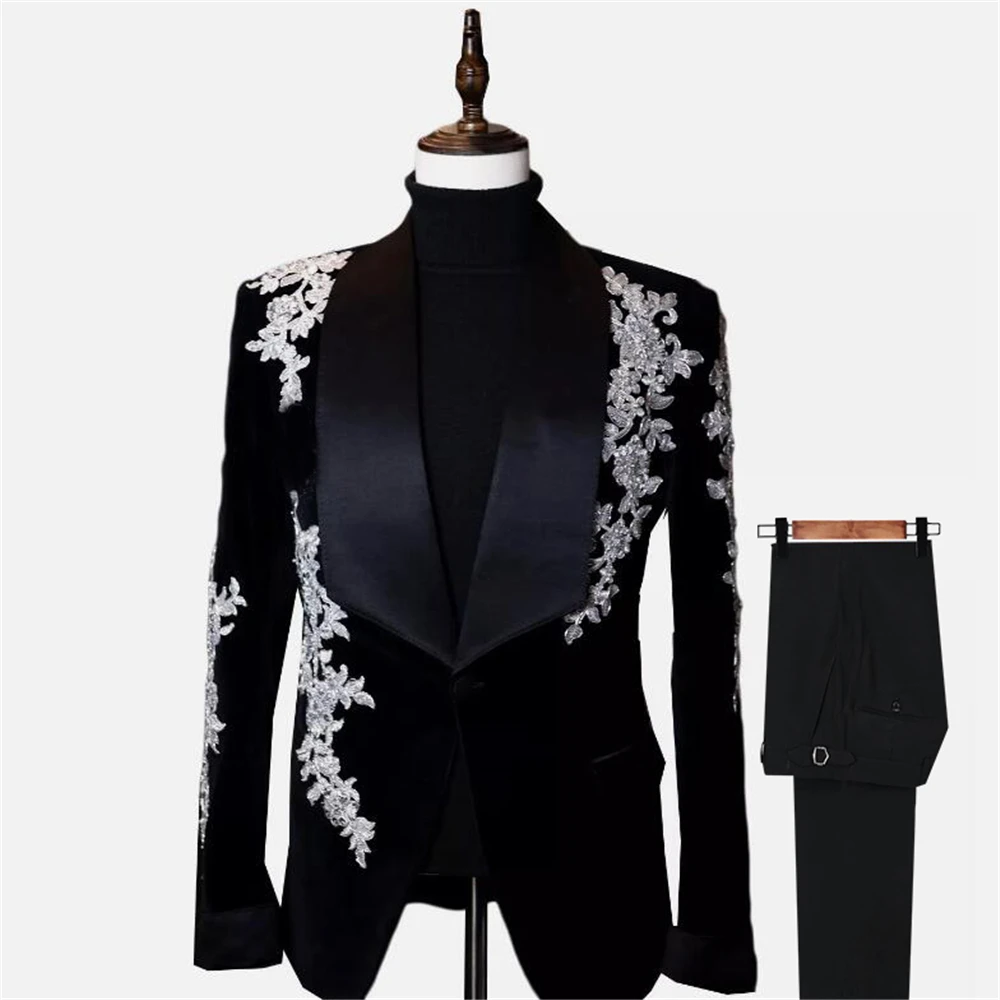 Handmade Beaded Appliques Suits Men 2-Piece Man Formal Occasion Party Dresses Customized Groom Wedding Tuxedo traje de hombre
Handmade Beaded Appliques Suits Men 2-Piece Man Formal Occasion Party Dresses Customized Groom Wedding Tuxedo traje de hombre