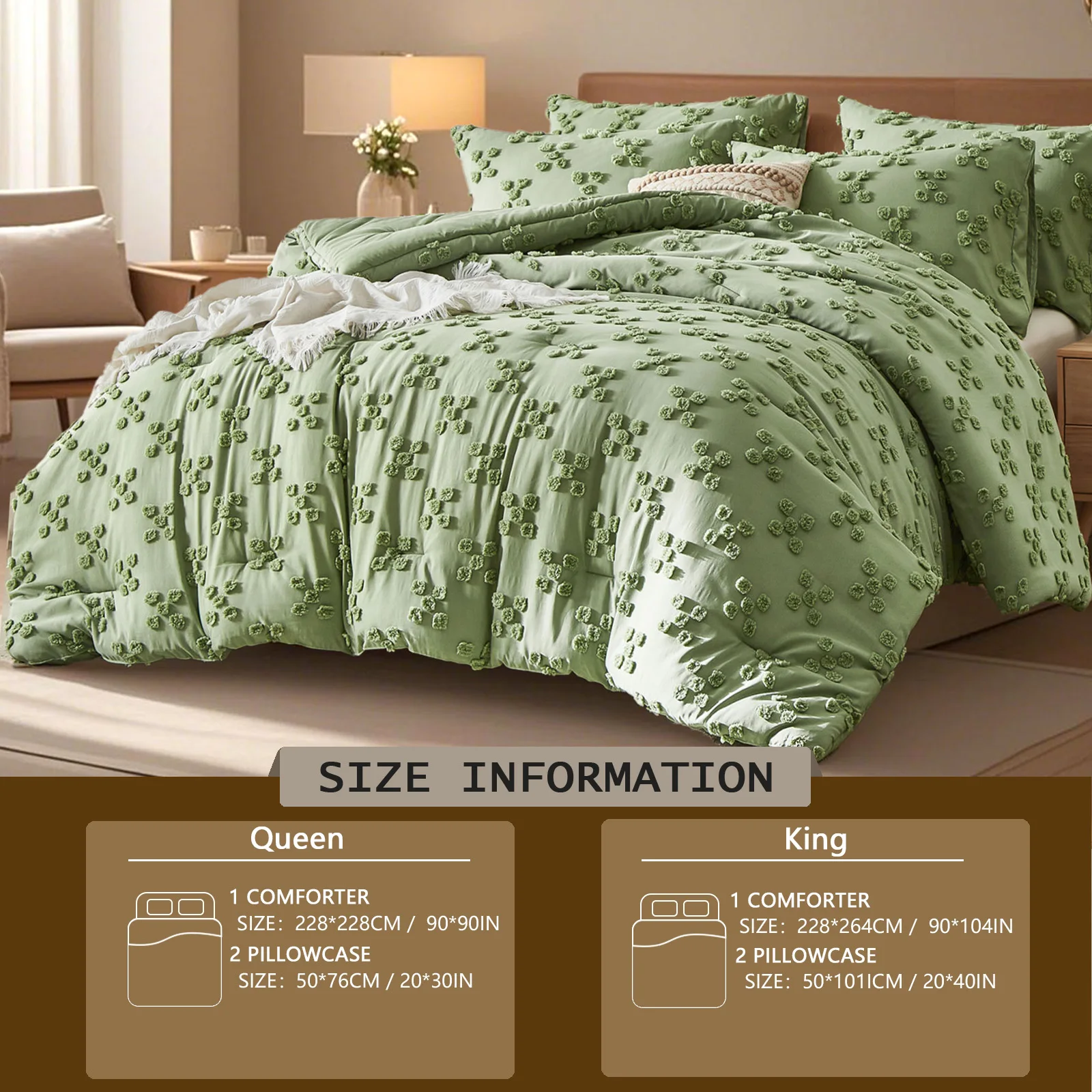 Solid color tufted bedding set, microfiber is lightweight and breathable, machine washable, queen/king size, all seasons
Solid color tufted bedding set, microfiber is lightweight and breathable, machine washable, queen/king size, all seasons