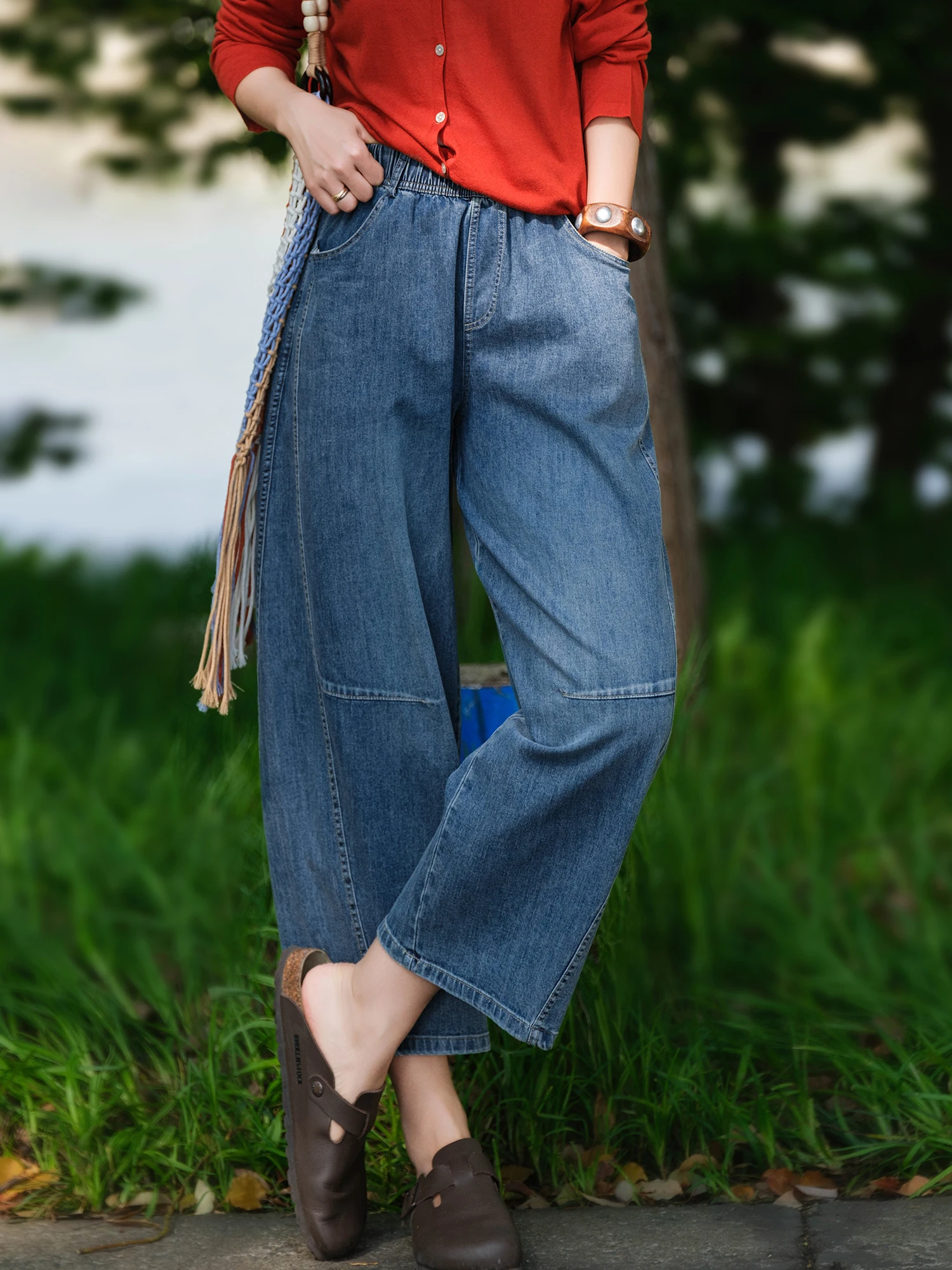 Heavyweight Cotton Denim Pants with Belted Waist And Patchwork Details for Women by Little Ear Production Spring Summer 2026
Heavyweight Cotton Denim Pants with Belted Waist And Patchwork Details for Women by Little Ear Production Spring Summer 2026