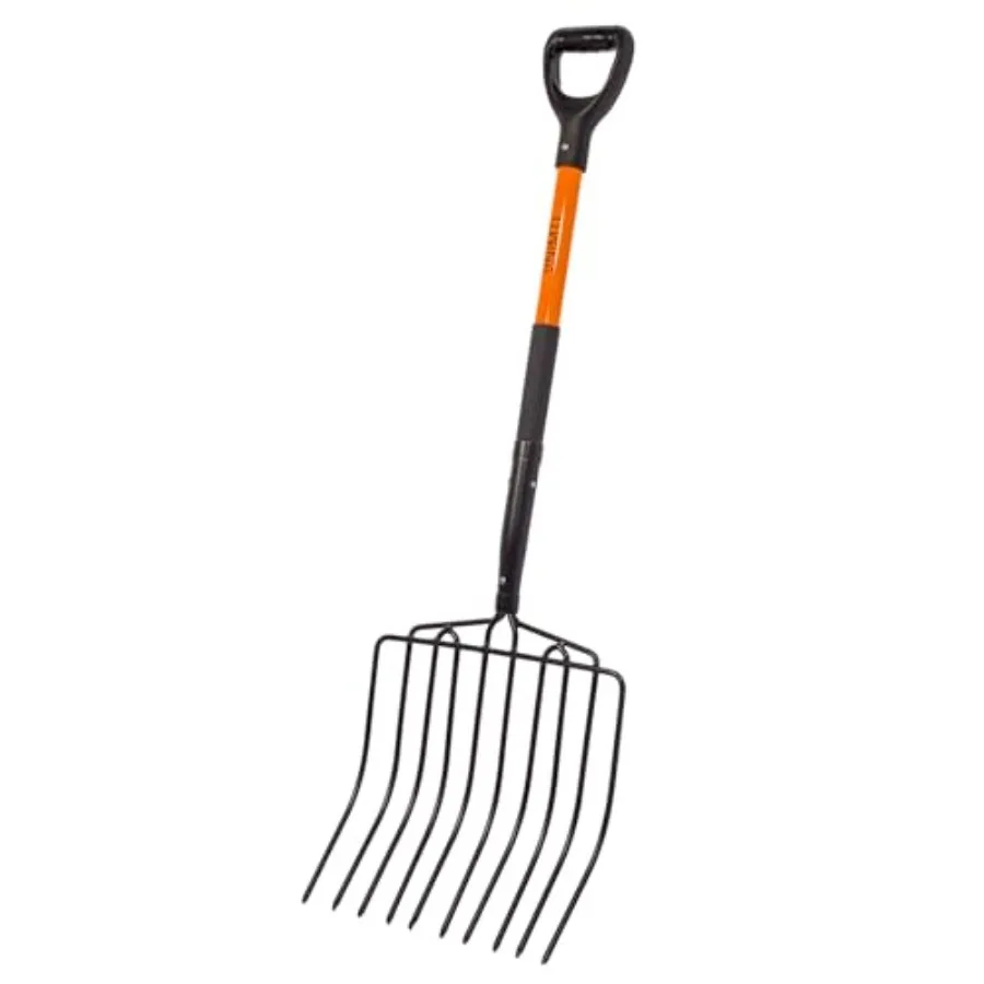 VNIMTI Pitch Fork for Gardening, 10 Tines Wide Pitch Fork with Fiberglass Handle, Heavy Duty Pitch Fork for Bedding, 45 Inches
VNIMTI Pitch Fork for Gardening, 10 Tines Wide Pitch Fork with Fiberglass Handle, Heavy Duty Pitch Fork for Bedding, 45 Inches