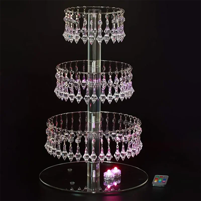 WU 4 Tier Round Acrylic Cupcake Stand Crystal Pendant LED Lamp Wedding Festival Display Rack Cake Stand
WU 4 Tier Round Acrylic Cupcake Stand Crystal Pendant LED Lamp Wedding Festival Display Rack Cake Stand