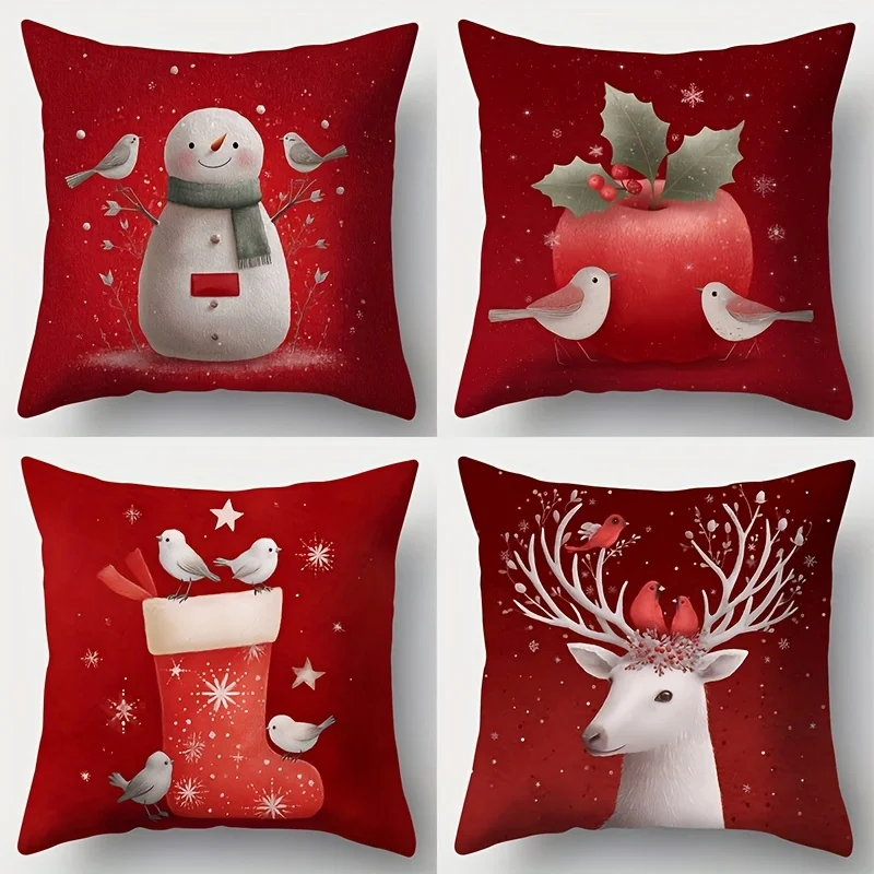 4pcs Festive Christmas Throw Pillow Covers, 17.7" Square, Single-Sided Print, Polyester, Zippered, Hand Wash Only - Santa, Snowm
4pcs Festive Christmas Throw Pillow Covers, 17.7" Square, Single-Sided Print, Polyester, Zippered, Hand Wash Only - Santa, Snowm