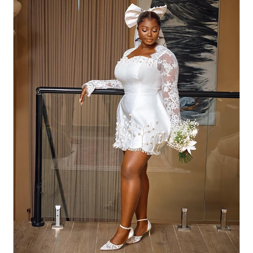 Mophiel Short Wedding Dresses Long Sleeve Square Collar Civil Bride Dress for Women Luxury Mini Pearls Bridal Gowns Customized
Mophiel Short Wedding Dresses Long Sleeve Square Collar Civil Bride Dress for Women Luxury Mini Pearls Bridal Gowns Customized