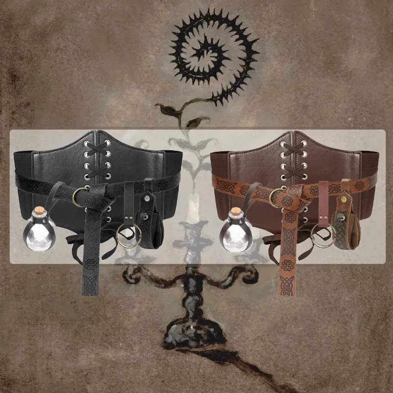 Customized 'Medieval Witch Pirates Cosplay Costume Set, Including Corset, Potion Bottle, Key Hanger, and Belt in Black and Brown
Customized 'Medieval Witch Pirates Cosplay Costume Set, Including Corset, Potion Bottle, Key Hanger, and Belt in Black and Brown