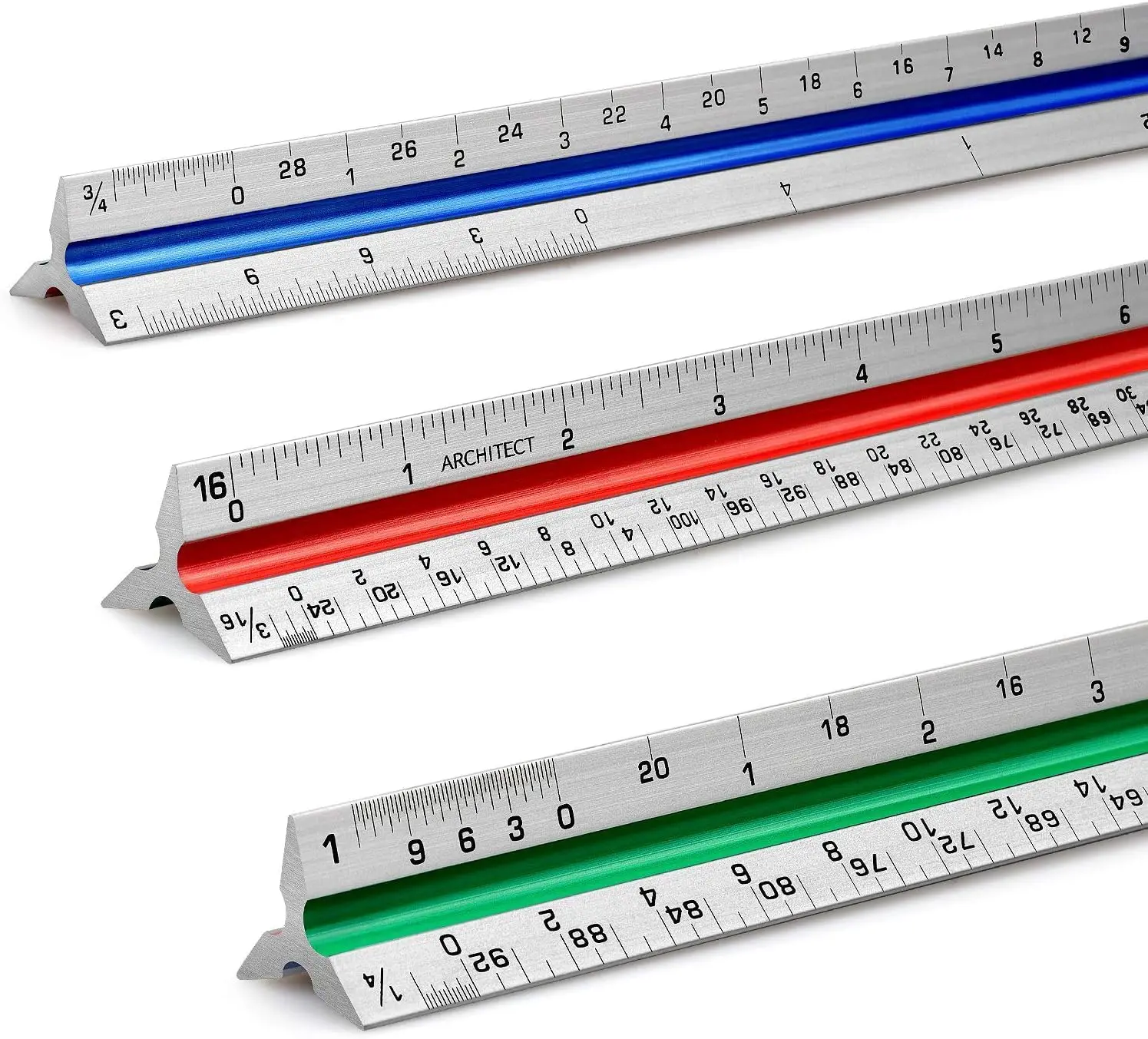 12" Triangular Scale Ruler for Architects, Draftsman, Students, Engineers with 6 Scales, Color-Coded
12" Triangular Scale Ruler for Architects, Draftsman, Students, Engineers with 6 Scales, Color-Coded