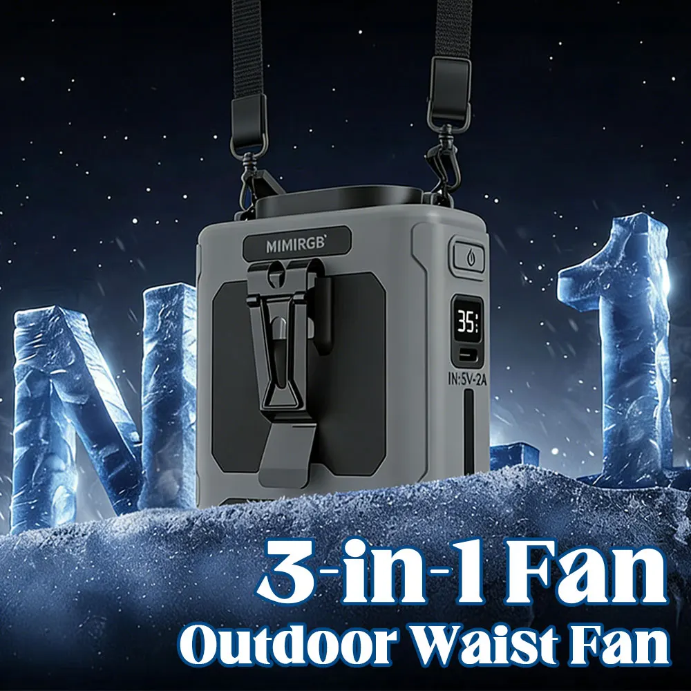 Portable Waist Fan 10000mAh Outdoor Mini Hanging Neck Fan 5 Speed Rechargeable Camping Waist Clip Fan with Power Bank LED Light
Portable Waist Fan 10000mAh Outdoor Mini Hanging Neck Fan 5 Speed Rechargeable Camping Waist Clip Fan with Power Bank LED Light