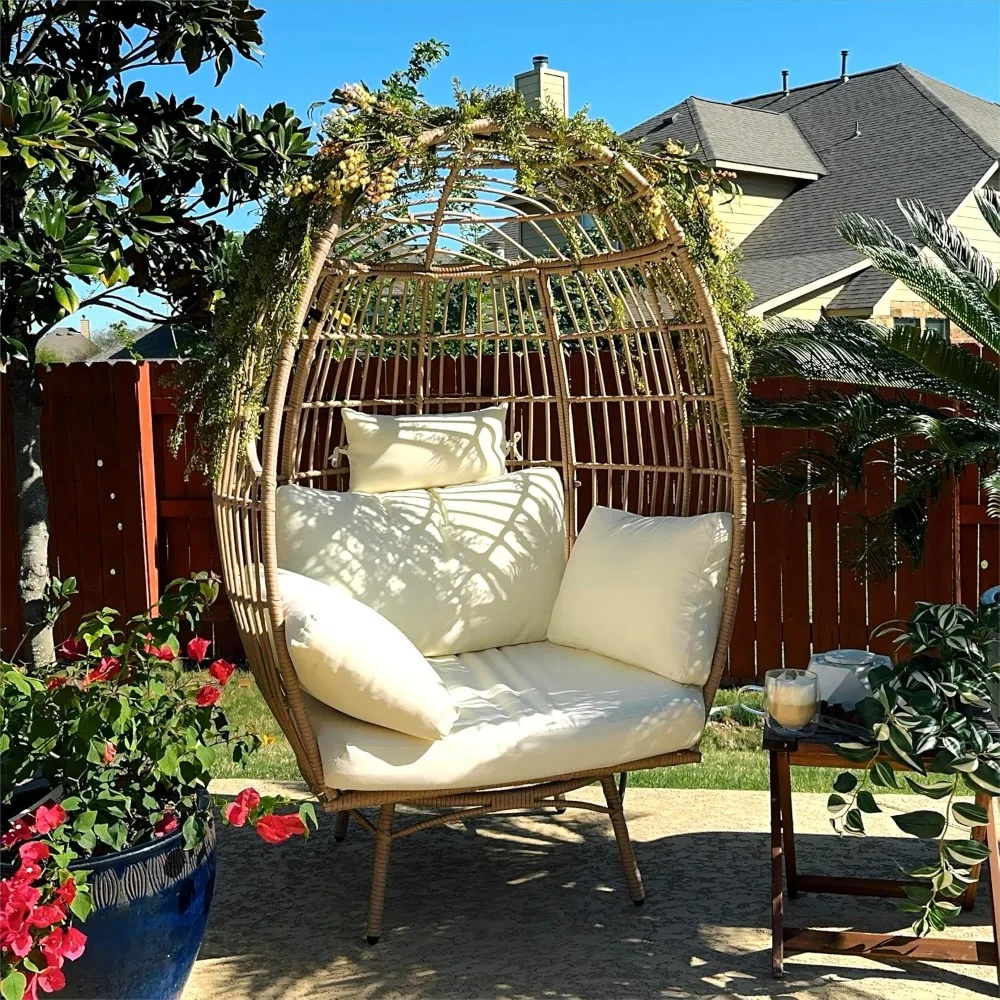 360° Swivel Egg Chair Outdoor, 370lbs Capacity Wicker Patio Rotating Basket Chair, All-Weather Oversized Egg Lounger
360° Swivel Egg Chair Outdoor, 370lbs Capacity Wicker Patio Rotating Basket Chair, All-Weather Oversized Egg Lounger