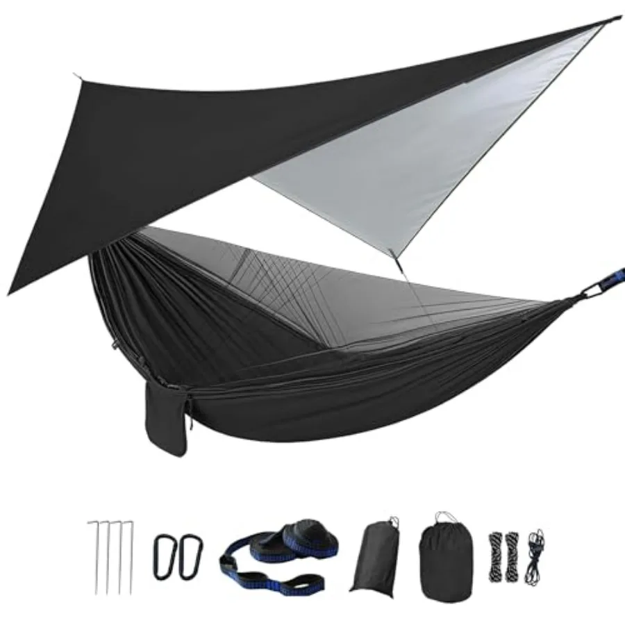 Camping Hammock with Tarp Mosquito Net Heavy Duty Tree Straps Portable Double Parachute Hammocks Tent Waterproof Set
Camping Hammock with Tarp Mosquito Net Heavy Duty Tree Straps Portable Double Parachute Hammocks Tent Waterproof Set