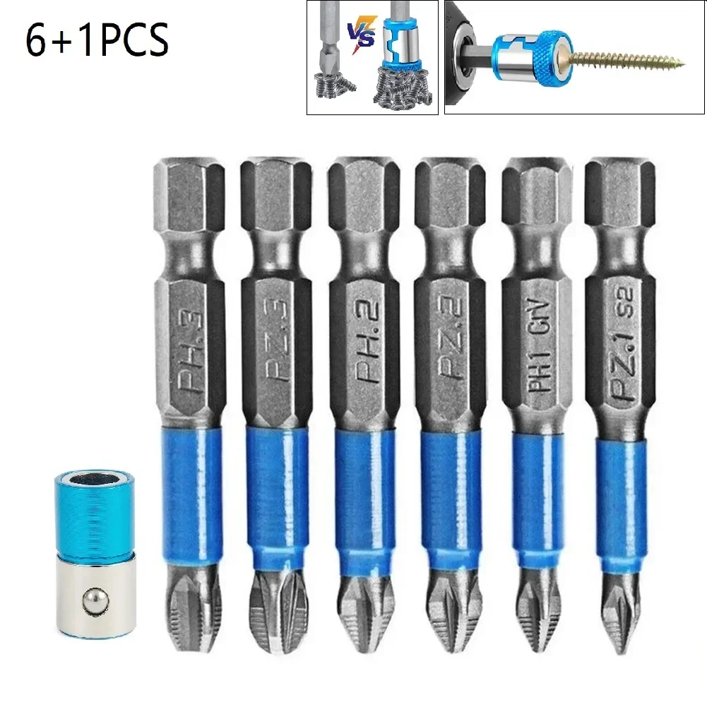 6Pcs50mm PH1/PH2/PH3/PZ1/PZ2/PZ3 Nonslip Screwdriver Bit Set With Magnetic Ring For Drill Screwdriver Tools Accessories
6Pcs50mm PH1/PH2/PH3/PZ1/PZ2/PZ3 Nonslip Screwdriver Bit Set With Magnetic Ring For Drill Screwdriver Tools Accessories