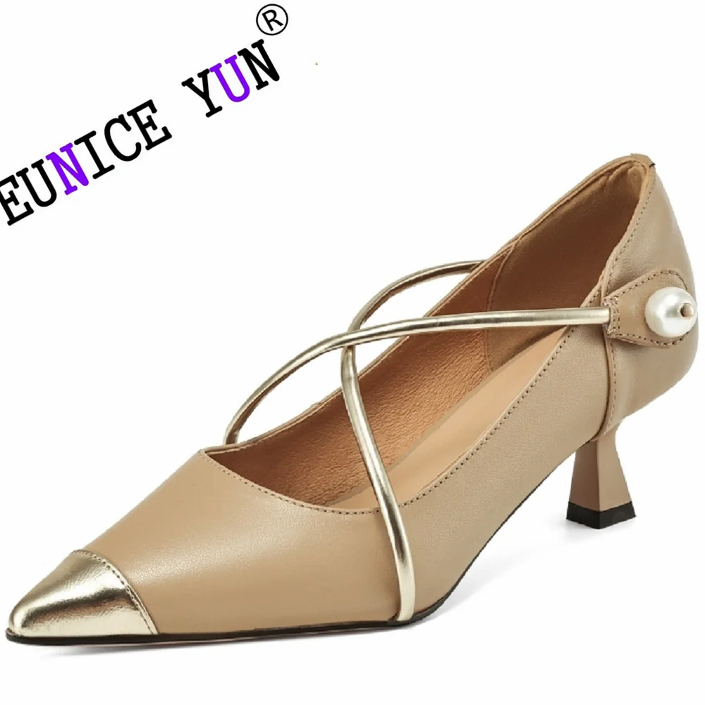 【EUNICE YUN】Spring Autumn Women's Genuine Leather Shoes Baotou High Heel Pointy Toe Elegant Temperament Pumps Shoes 34-40
【EUNICE YUN】Spring Autumn Women's Genuine Leather Shoes Baotou High Heel Pointy Toe Elegant Temperament Pumps Shoes 34-40