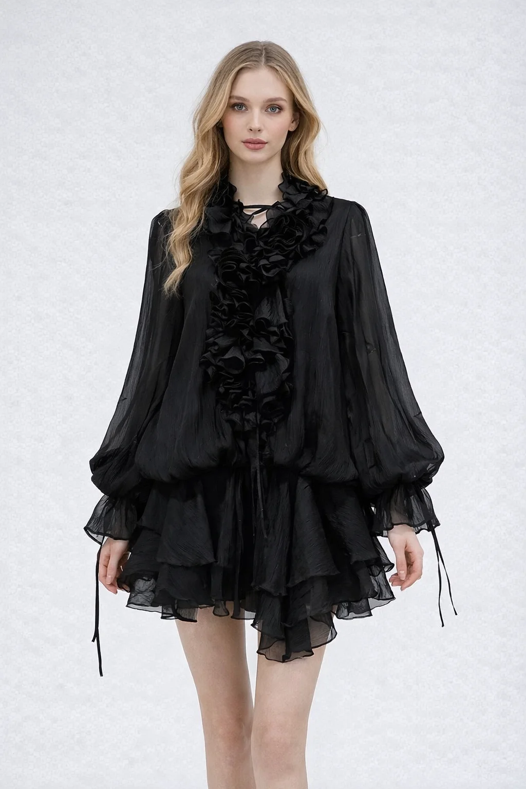 Women's Chic Ruffled Chiffon Dress Floral Tie Lantern Sleeve Sheer Flowy A-line Mini Vacation Beach Boho Outfit
Women's Chic Ruffled Chiffon Dress Floral Tie Lantern Sleeve Sheer Flowy A-line Mini Vacation Beach Boho Outfit