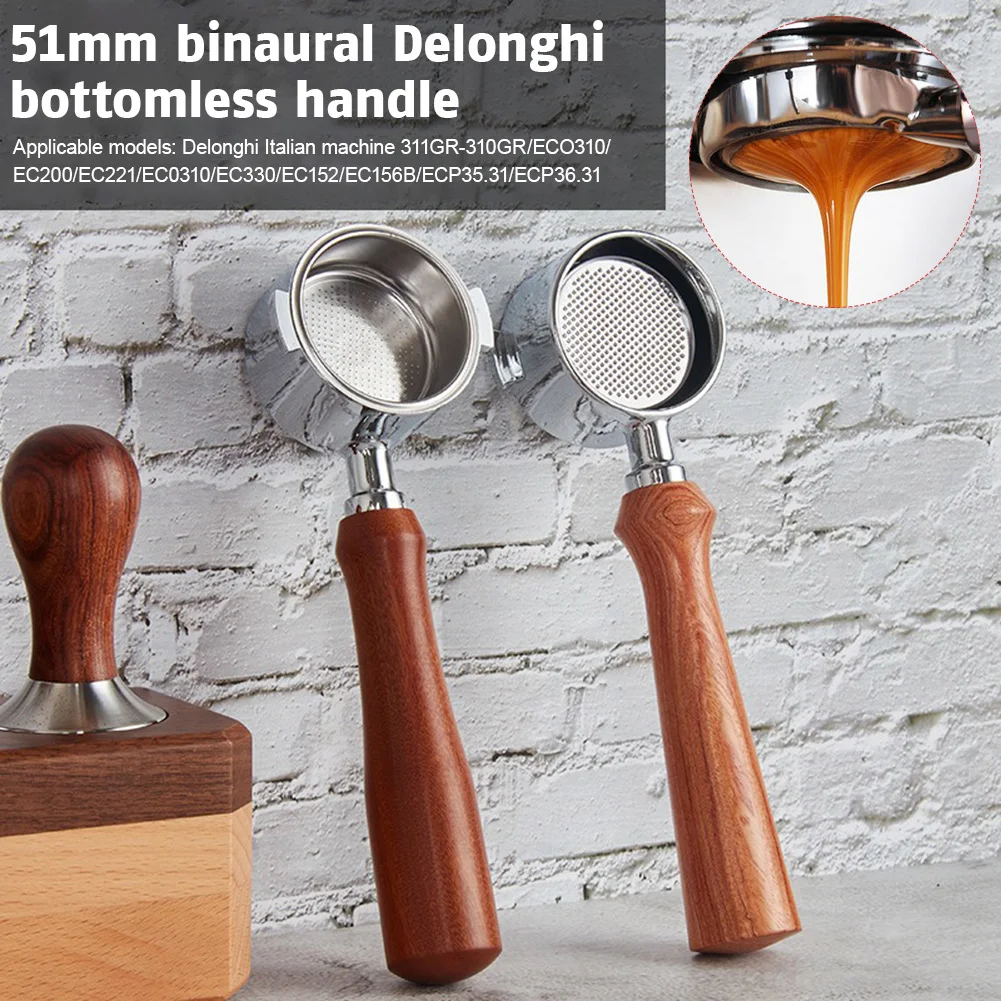51mm Coffee Bottomless Portafilter Wood Handle For Delonghi Dedica 2 Ear Replacement Filter With 2 Cups Basket Home Coffeeware
51mm Coffee Bottomless Portafilter Wood Handle For Delonghi Dedica 2 Ear Replacement Filter With 2 Cups Basket Home Coffeeware