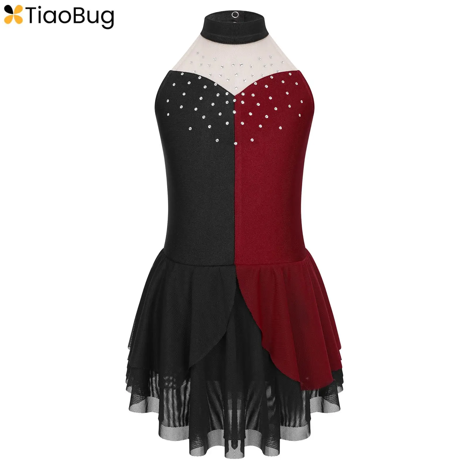 Kids Girls Figure Ice Skating Ballet Dance Dress Sleeveless Shiny Rhinestone Color Block Tutu Leotard Gymnastic Dancewear
Kids Girls Figure Ice Skating Ballet Dance Dress Sleeveless Shiny Rhinestone Color Block Tutu Leotard Gymnastic Dancewear