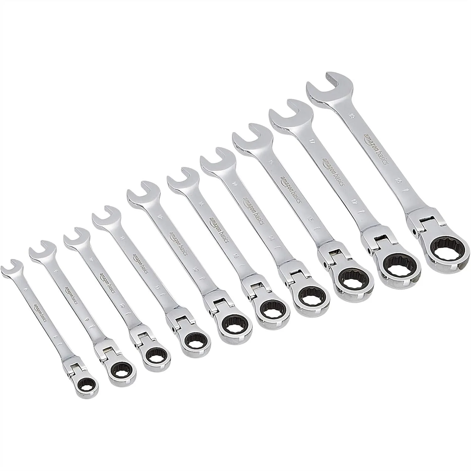 Flexible Gear Ratcheting Wrench Set, 10-Piece for Tight Spaces
Flexible Gear Ratcheting Wrench Set, 10-Piece for Tight Spaces