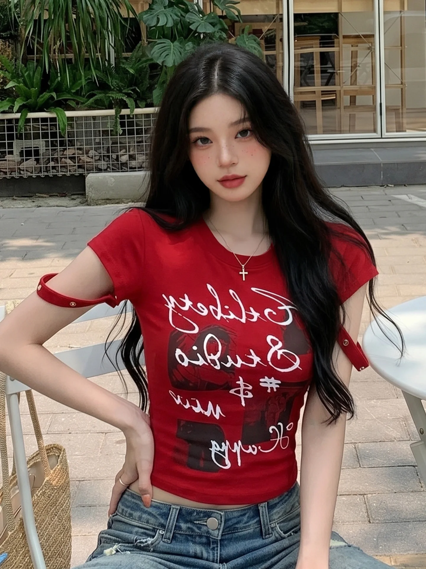 Street Style Spicy Girl Design Printed round Neck Padded Shoulder Short Sleeve T-Shirt Women Summer Slim Fit Belly Baring Sho...
Street Style Spicy Girl Design Printed round Neck Padded Shoulder Short Sleeve T-Shirt Women Summer Slim Fit Belly Baring Sho...